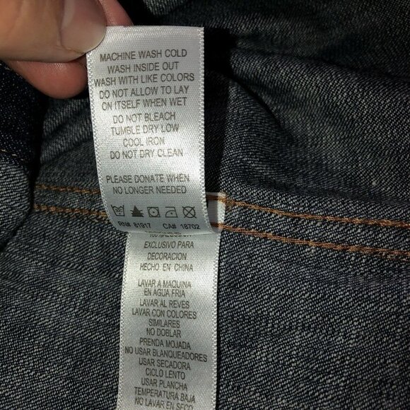 LEVIS Youth Western Dark Wash Denim Pearl Snap Long Sleeve Shirt Size M - Picture 11 of 11